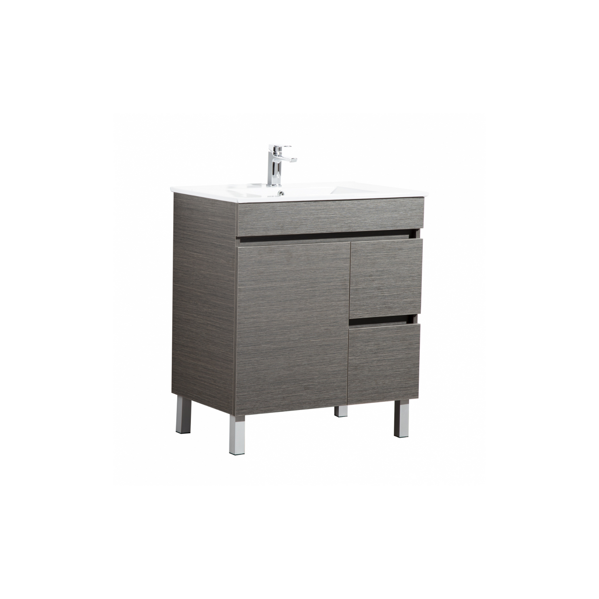 EVIE 750mm Dark Brown PVC Floor Vanity right drawer