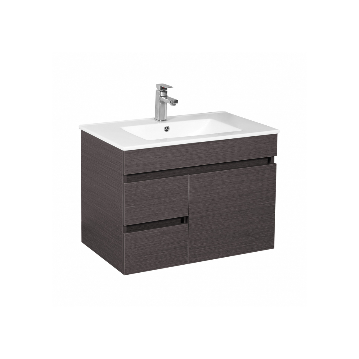 EVIE 750 Dark Brown PVC Wall Hung Vanity left drawer