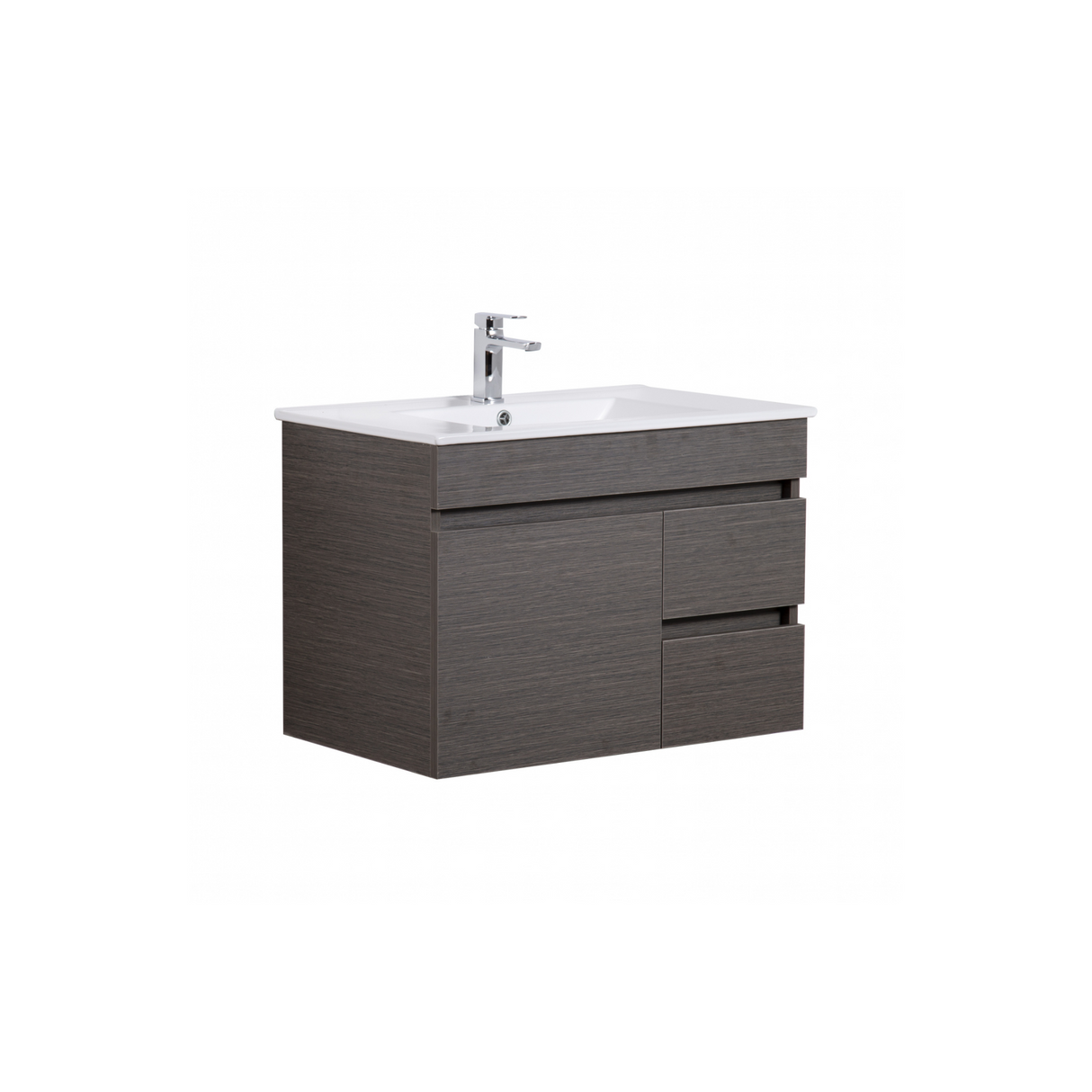 EVIE 750 Dark Brown PVC Wall Hung Vanity right drawer