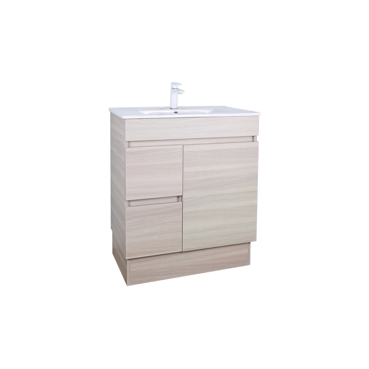 EVIE 750mm Oak PVC Floor Vanity left hand drawer