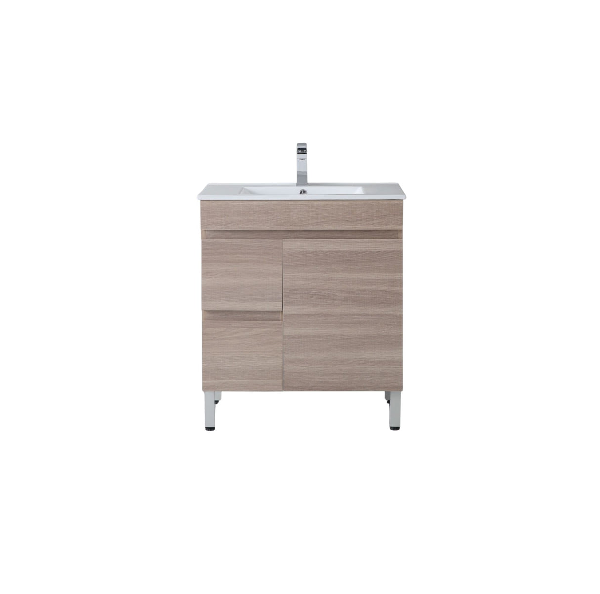 EVIE 750 x 360mm Oak PVC Floor Vanity right hand drawer