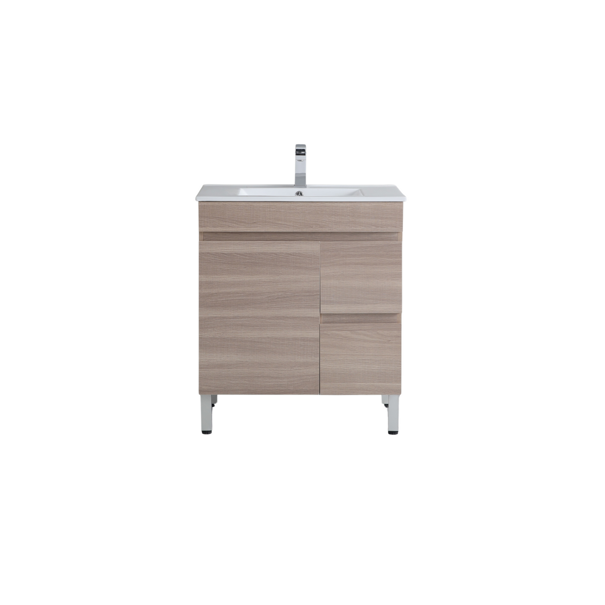 EVIE 750 x 360mm Oak PVC Floor Vanity left hand drawer