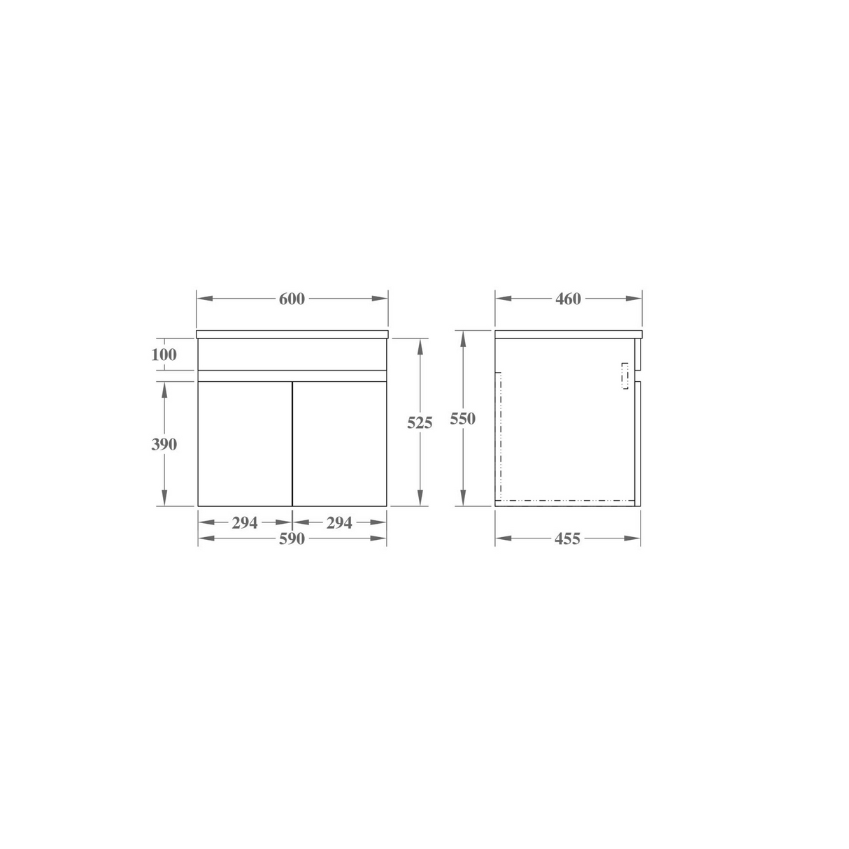 EVIE 600mm Oak PVC Wall Hung Vanity