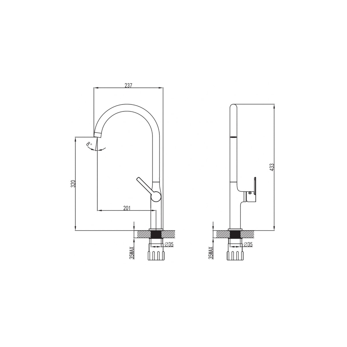 Element Sink Mixer Drawing