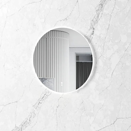 Frameless Bondi LED Round Mirror 800mm mounted in the wall