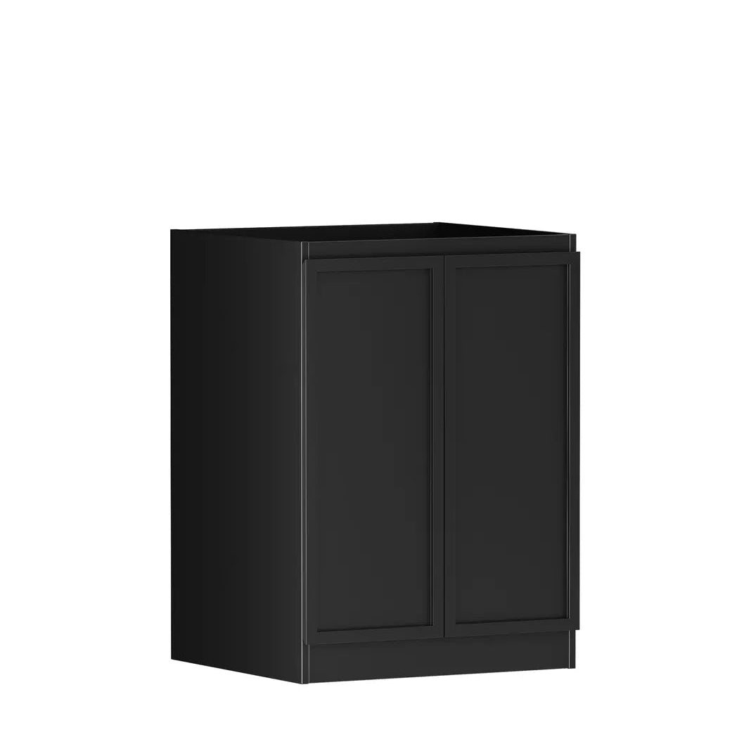 Hampshire Black Base Laundry Cabinet with Stone Top and Sink 1300x600x900