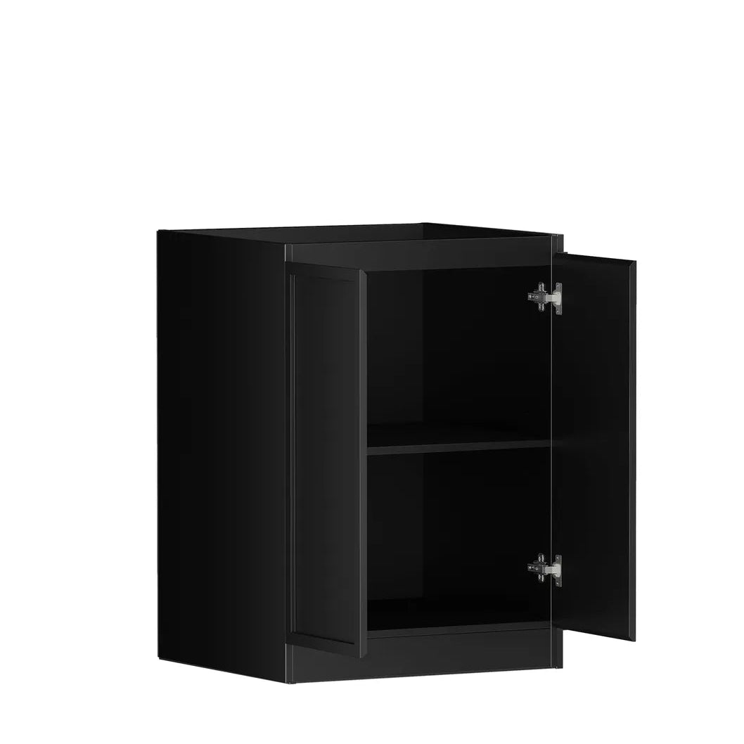 Hampshire Black Base Laundry Cabinet with Stone Top and Sink 1300x600x900