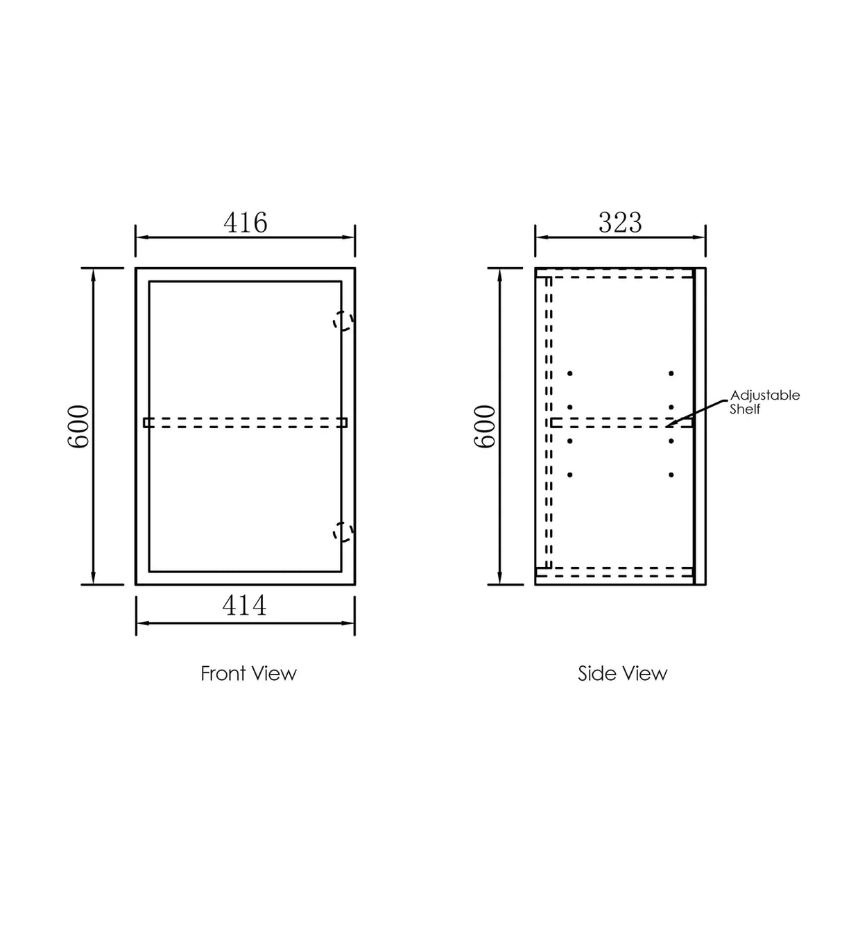 drawing Hampshire Laundry 630 White Base Cabinet side