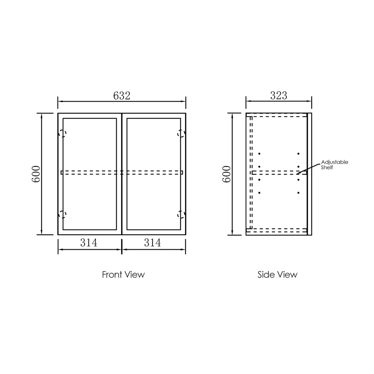Hampshire Laundry 630 White Wall Cabinet drawing