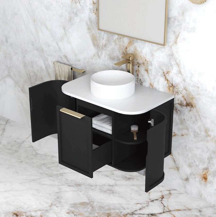 Open Hampshire Wall Hung Vanity Curve 750mm - Black