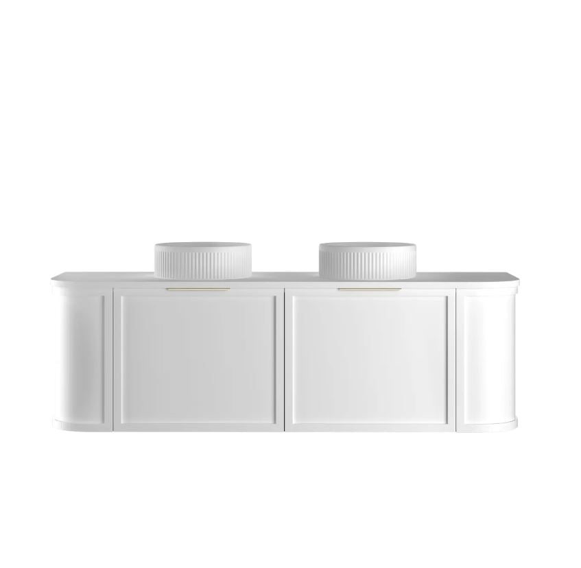 Hampshire Wall Hung Vanity Curve 1500mm - White with white basin