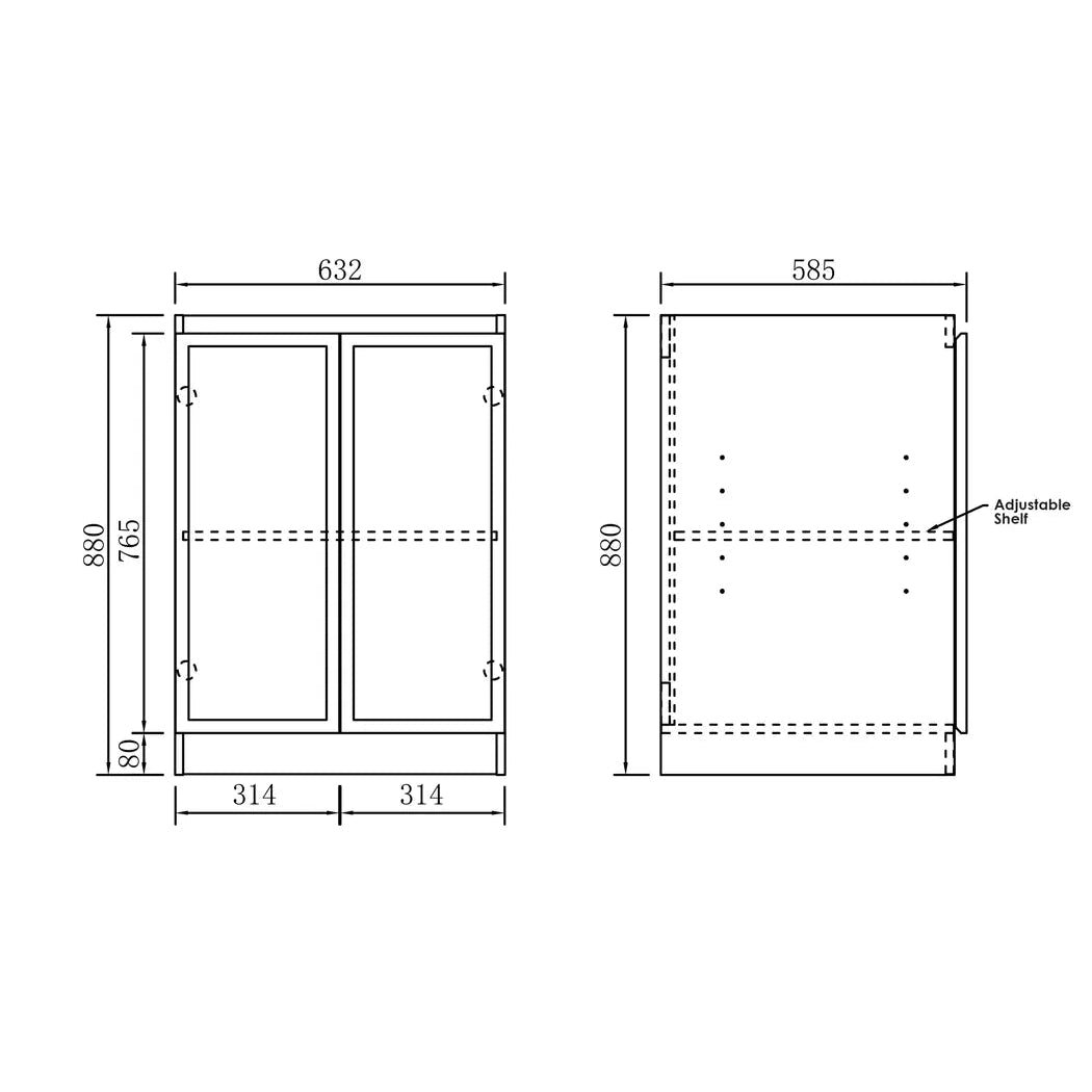 Hampshire White Base Laundry Cabinet with Stone Top and Sink 1300x600x900 drawing