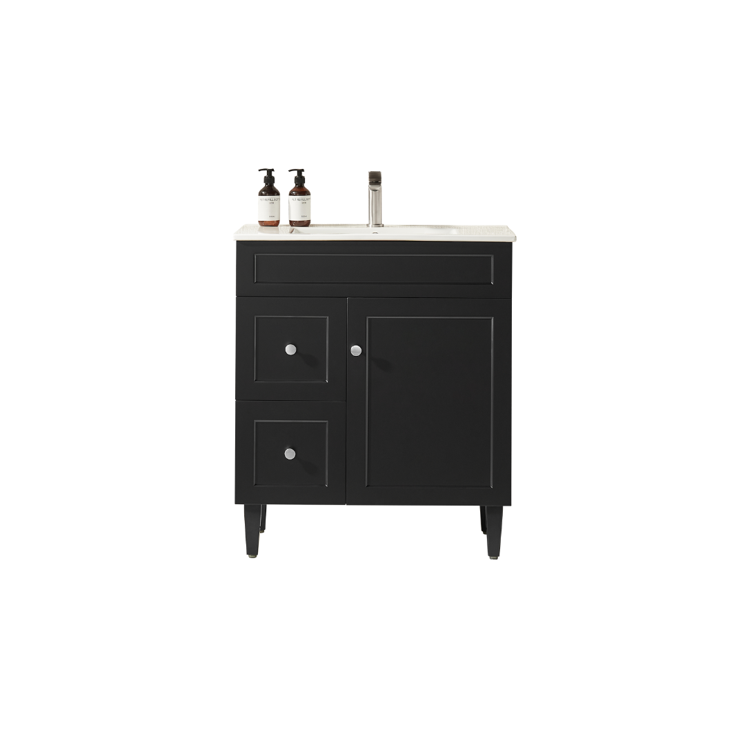 Harrington PVC Floor Vanity 750mm left hand matte black