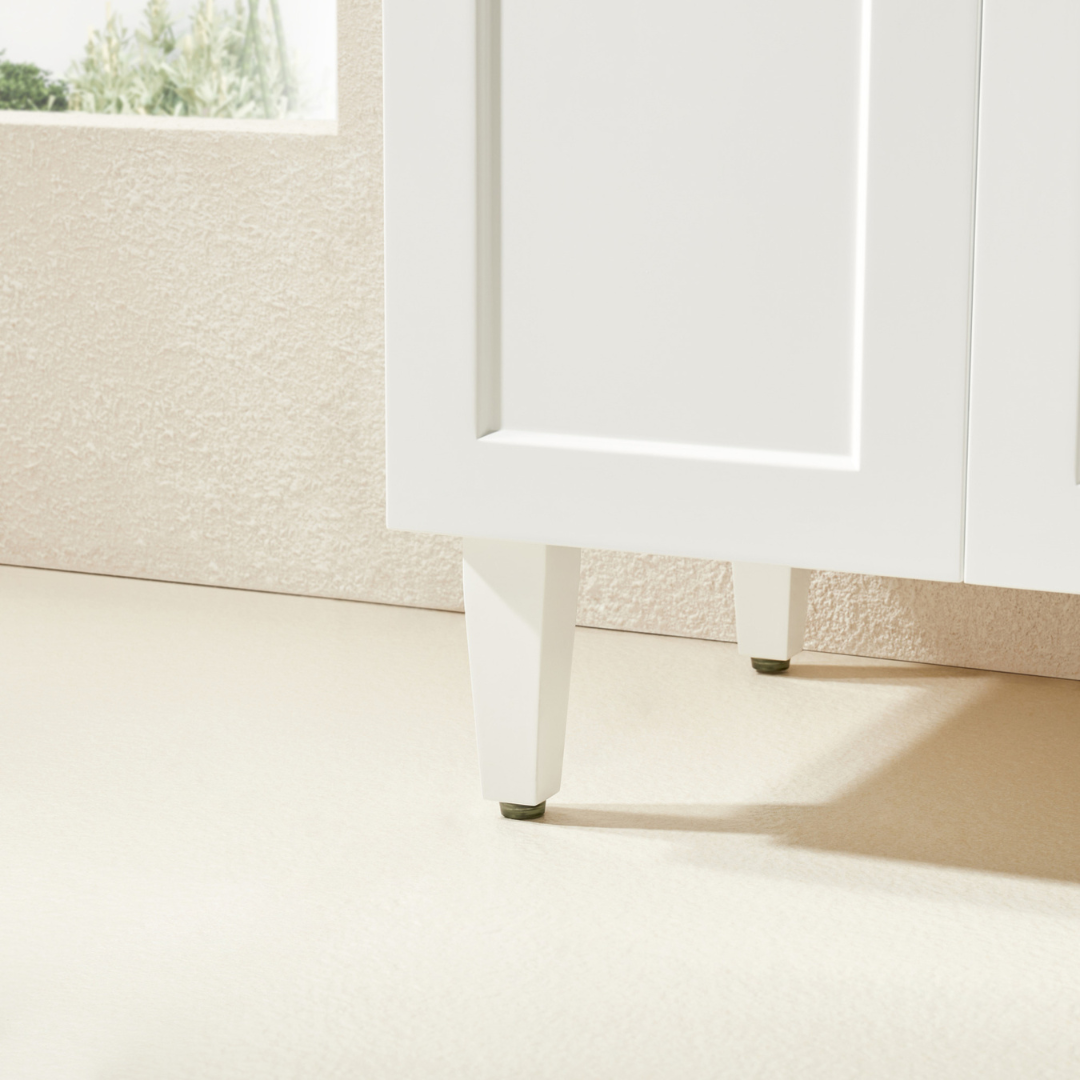 Harrington PVC Floor Vanity Matte White 600mm closer look to vanity's leg