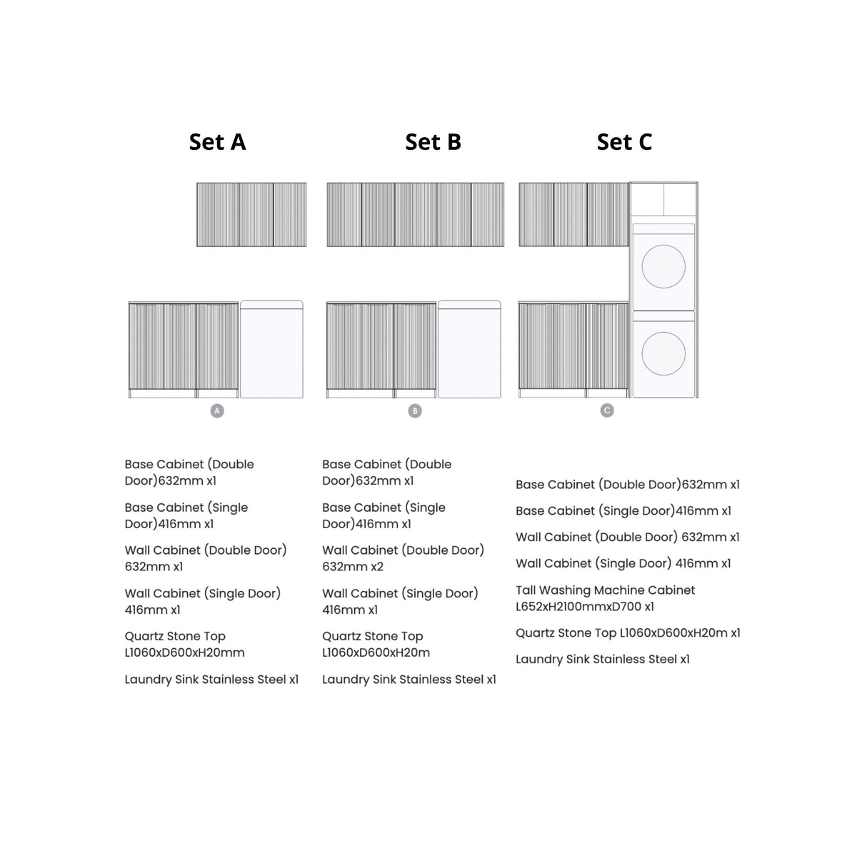 Havana 1715 × 600 × 2100 mm Sable Walnut Laundry Kit Set