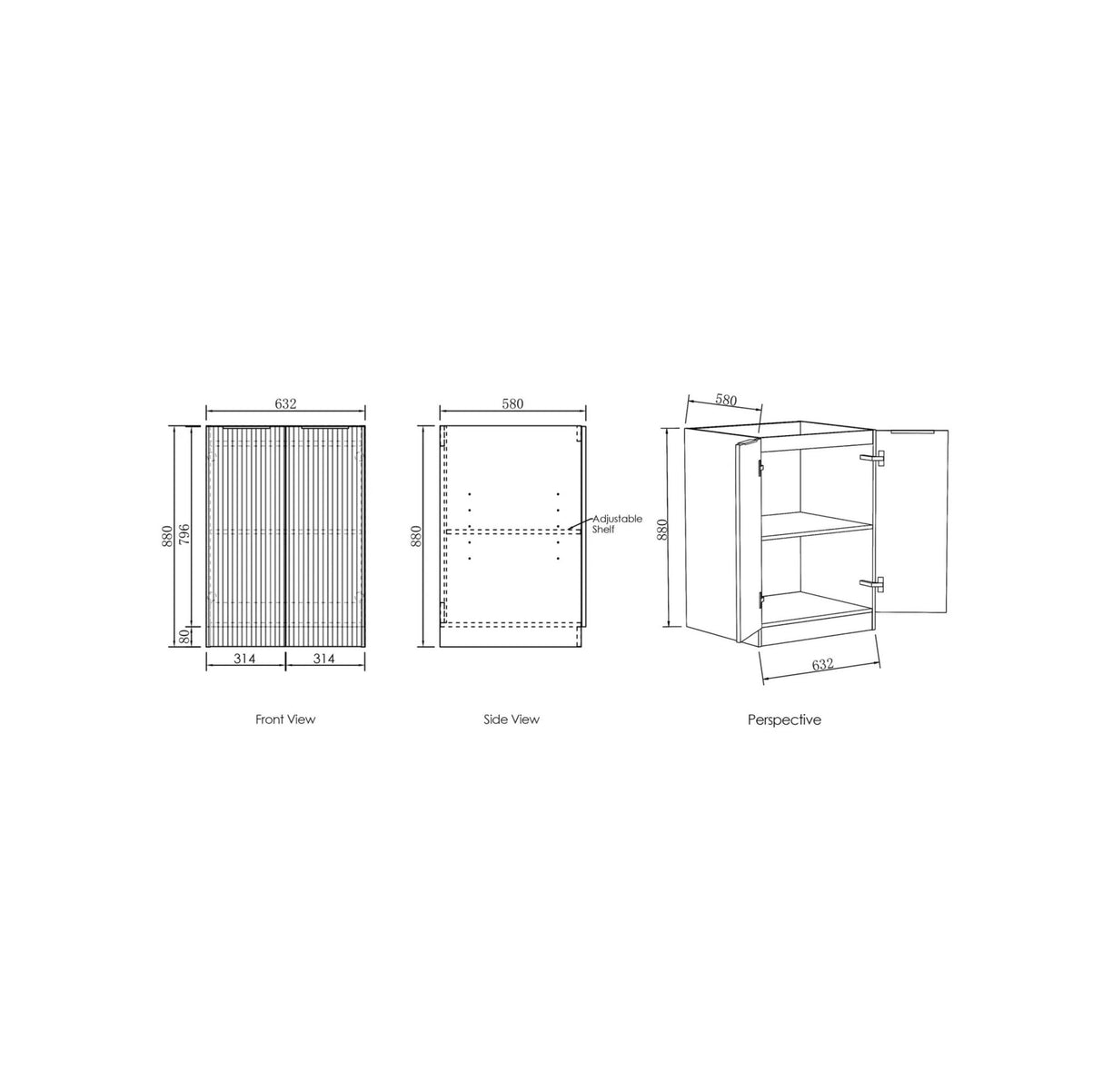 Havana Sable Walnut Mini Laundry Unit Drawing