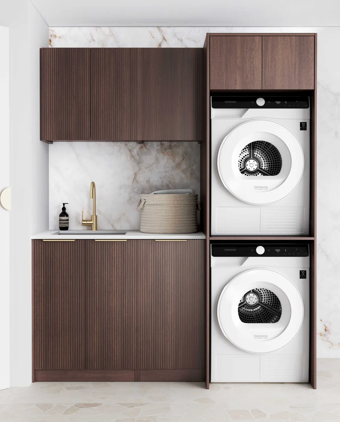 Havana 1715 × 600 × 2100 mm Sable Walnut Laundry Kit