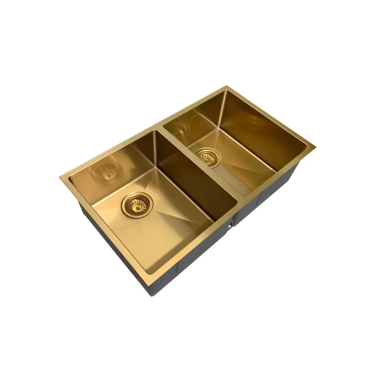 Arte 880x450x220mm Double Bowl Brushed Gold Sink