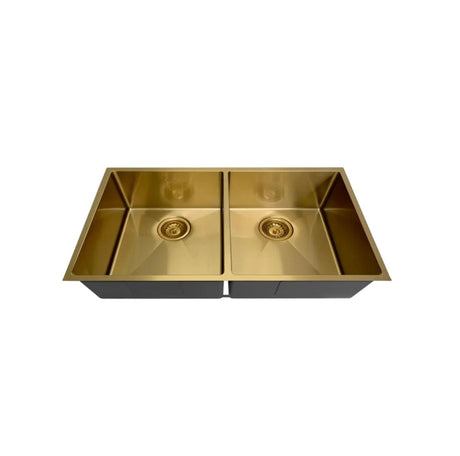 Arte 880x450x220mm Double Bowl Brushed Gold Sink