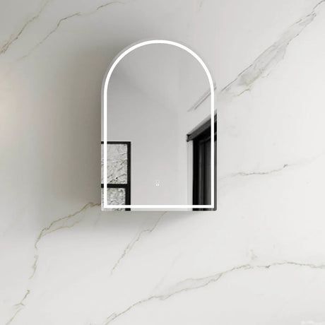 Front view closed LED Archie Shaving Cabinet 900mm - Black Oak