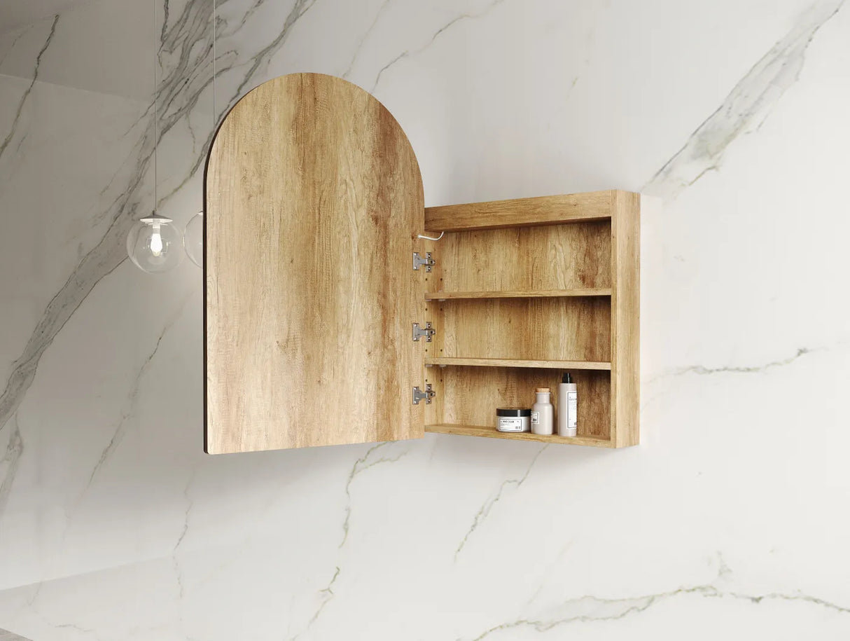 Open LED Archie Shaving Cabinet 900mm - Natural Oak