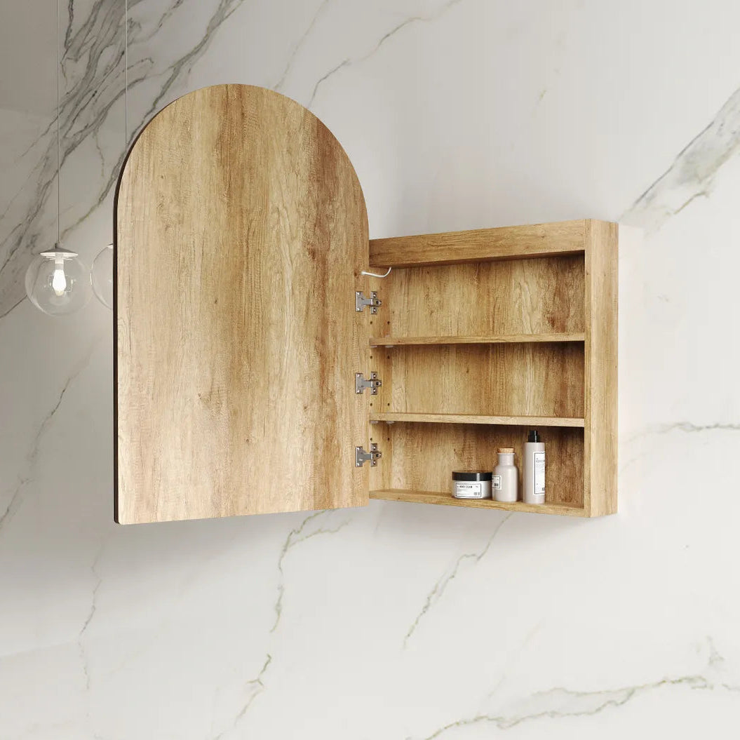 Open LED Archie Shaving Cabinet 900mm - Natural Oak