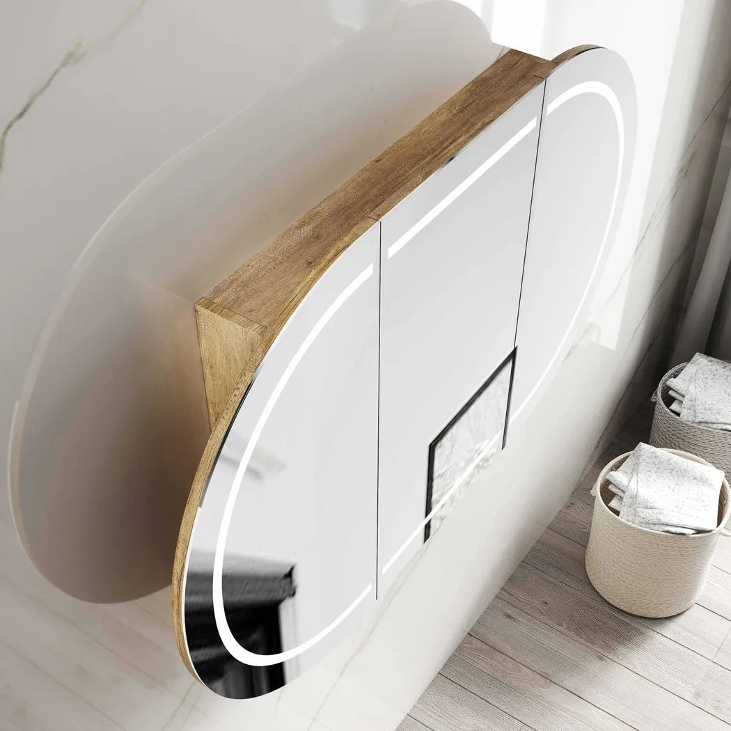 top view LED Bondi Natural Oak Shaving Cabinet - 1500 x 900mm