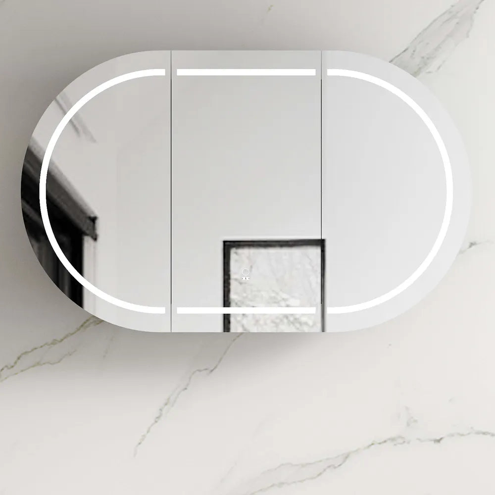 Front view close LED Bondi White Shaving Cabinet - 1200 x 750mm