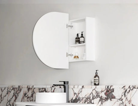 Side view open LED Bondi White Shaving Cabinet - 900 x 600mm