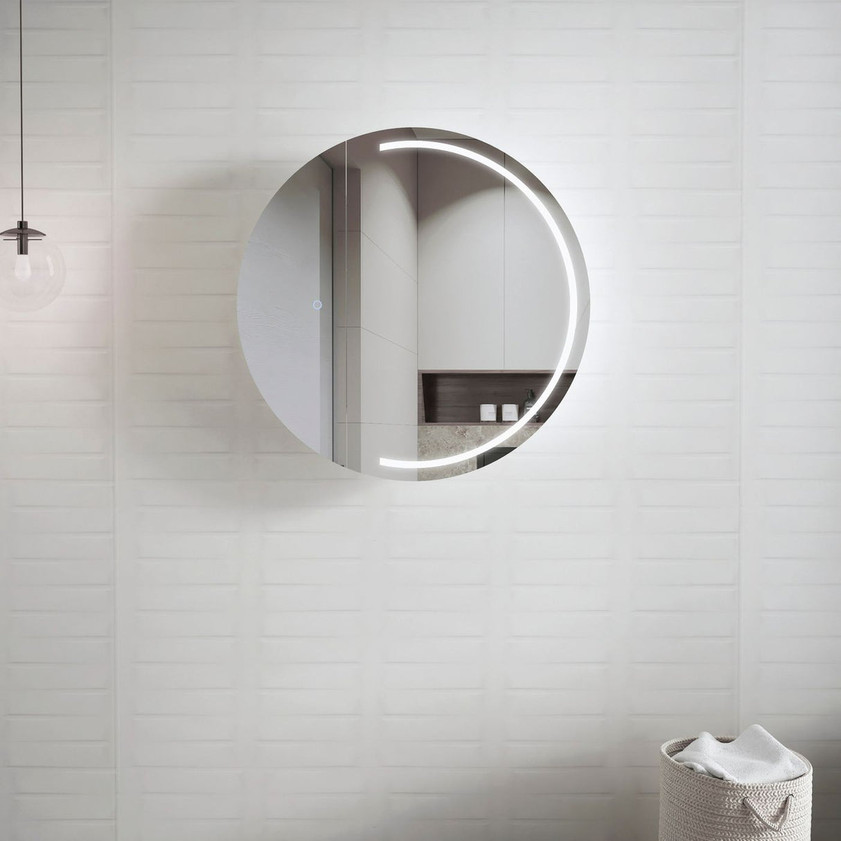 Wall with close mounted LED London 800mm White Shaving Cabinet