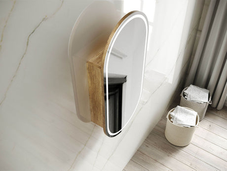 Top view LED Noosa 900x450 Natural Oak Shaving Cabinet