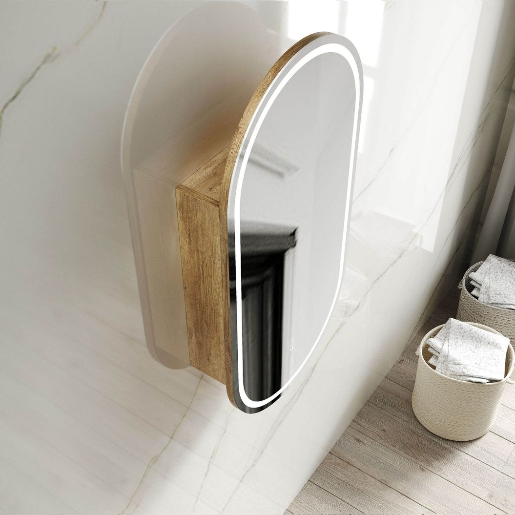 Top view LED Noosa 900x450 Natural Oak Shaving Cabinet
