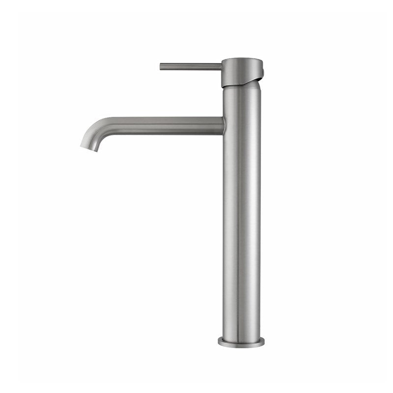LUCID PIN - Brushed Nickel Tall Basin Mixer side view