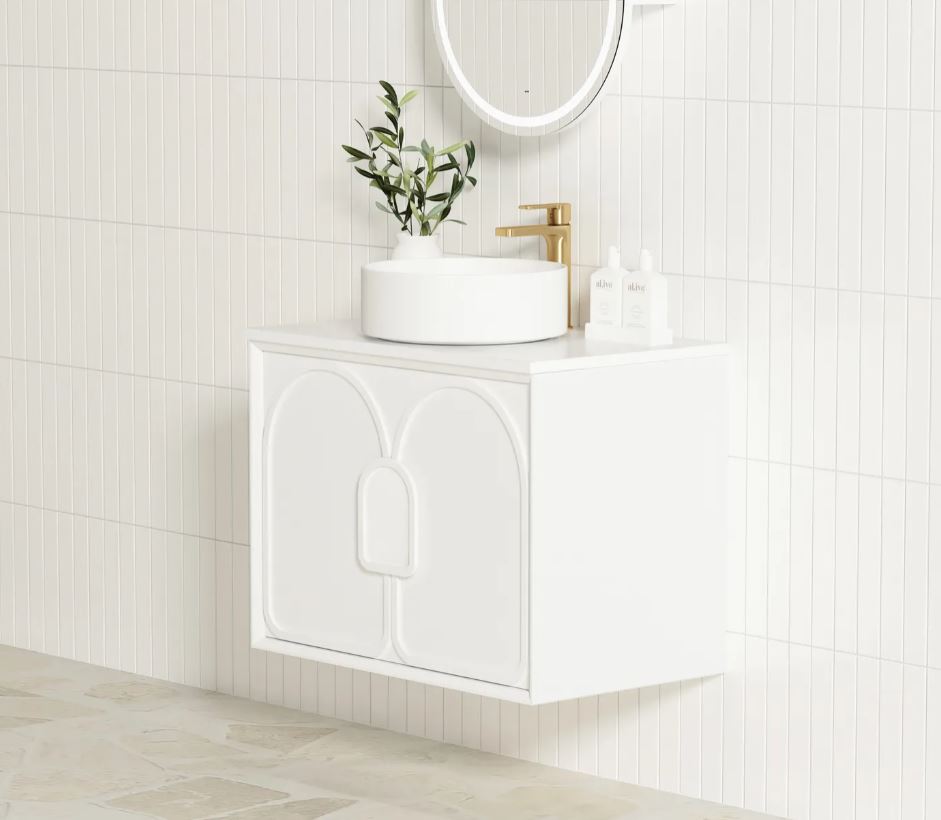 Laguna Wall Hung Vanity 750mm - White installed in the bathroom