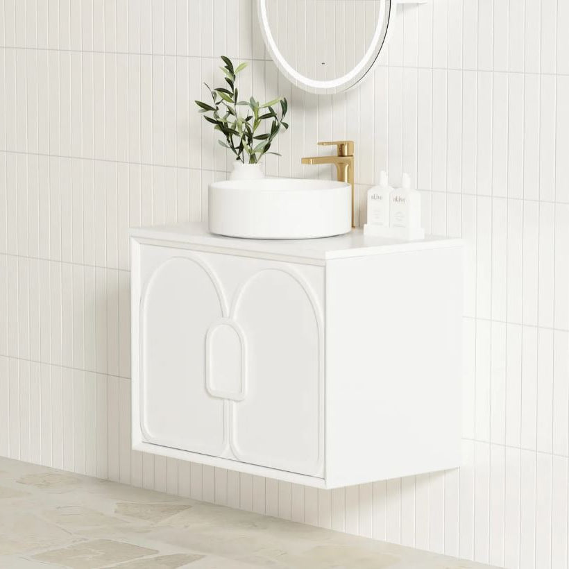 Laguna Wall Hung Vanity 750mm - White installed in the bathroom