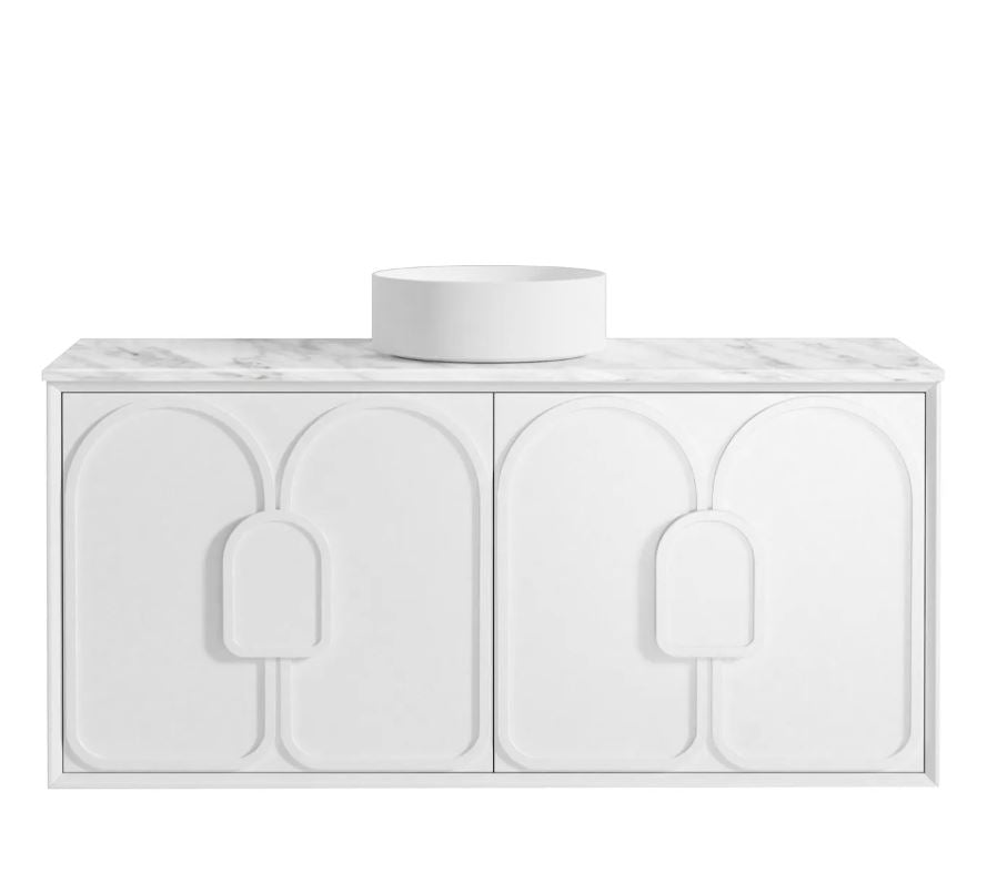 Laguna Wall Hung Vanity 1200mm - White with white basin