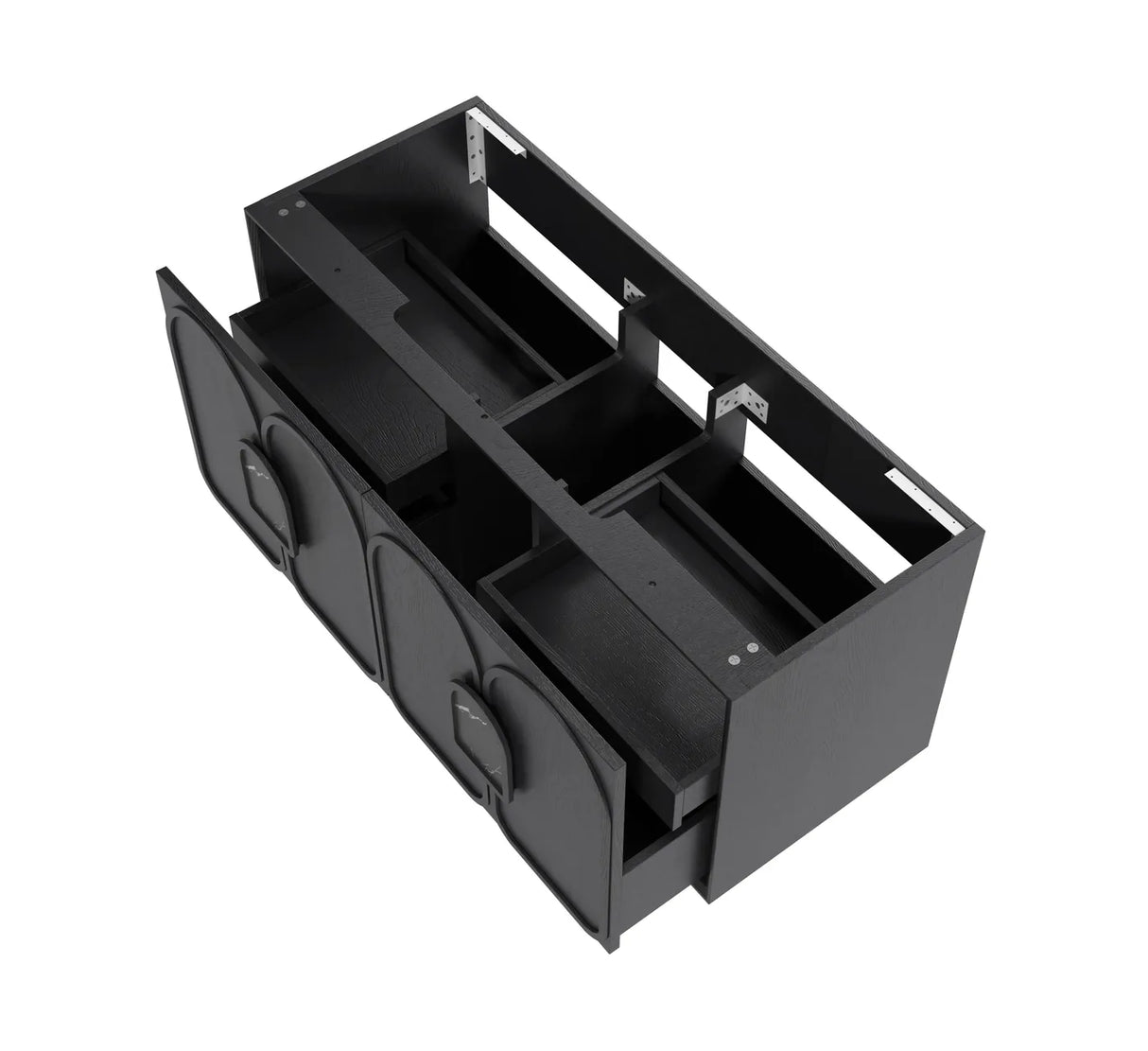 Laguna Wall Hung Vanity 1200mm - Black Oak top view open cabinet