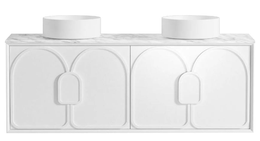 Laguna Wall Hung Vanity 1500mm - White with white basin