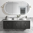 Bathroom installed front view Laguna Wall Hung Vanity 1800mm - Black Oak