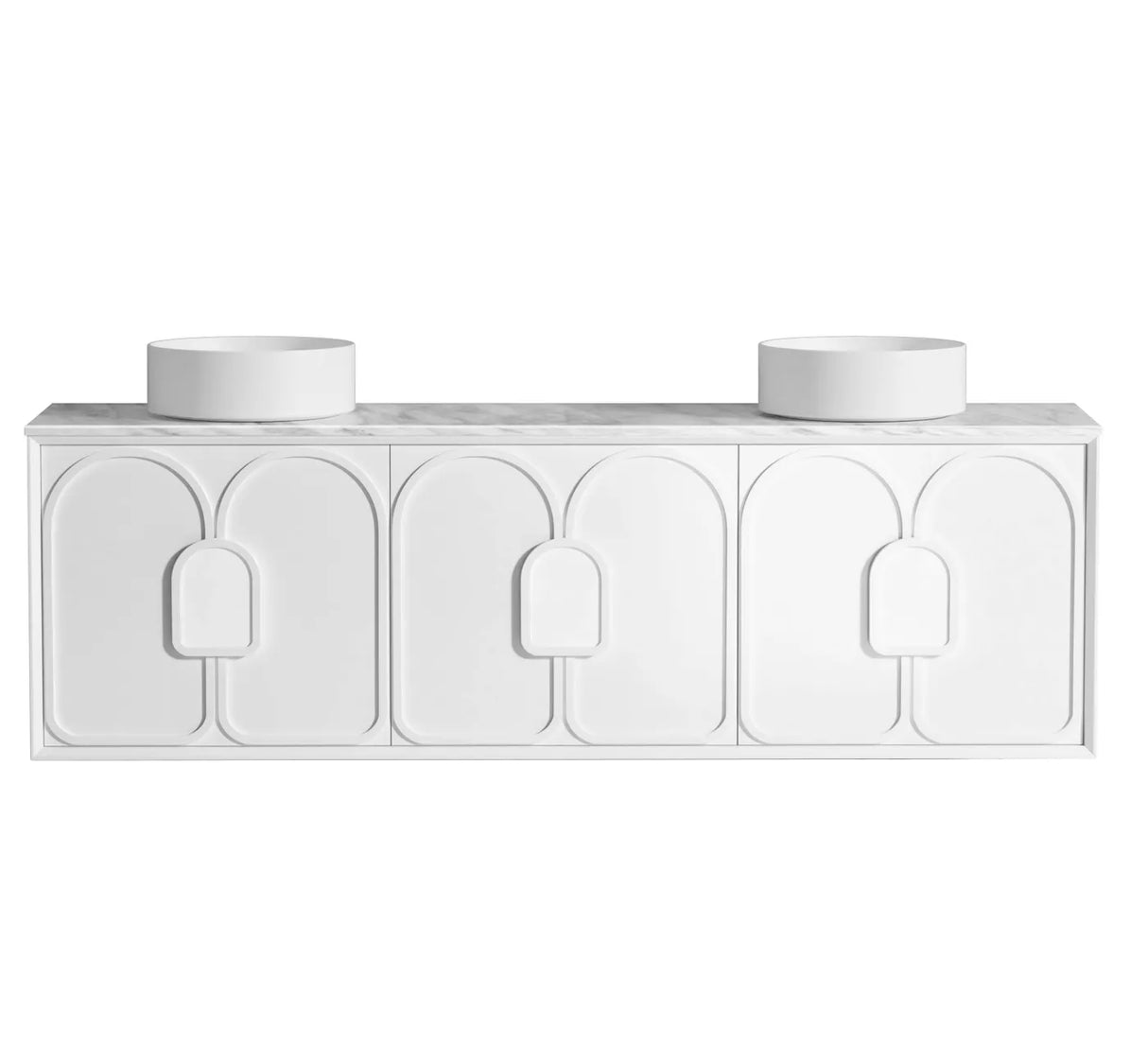 Laguna Wall Hung Vanity 1800mm - White with white countertop