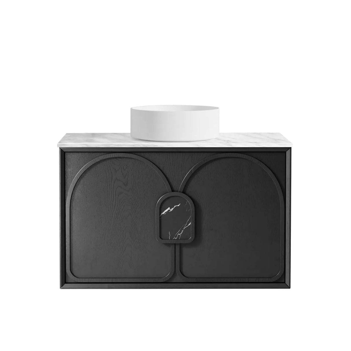 Laguna Wall Hung Vanity 900mm - Black Oak with white counter top