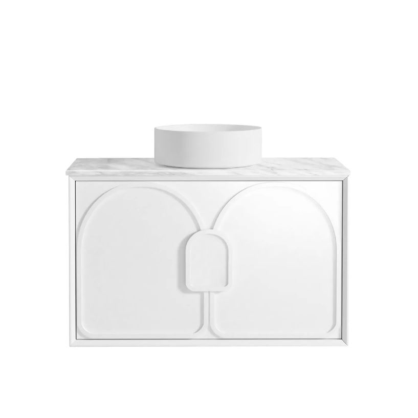 Laguna Wall Hung Vanity 900mm - White with white basin