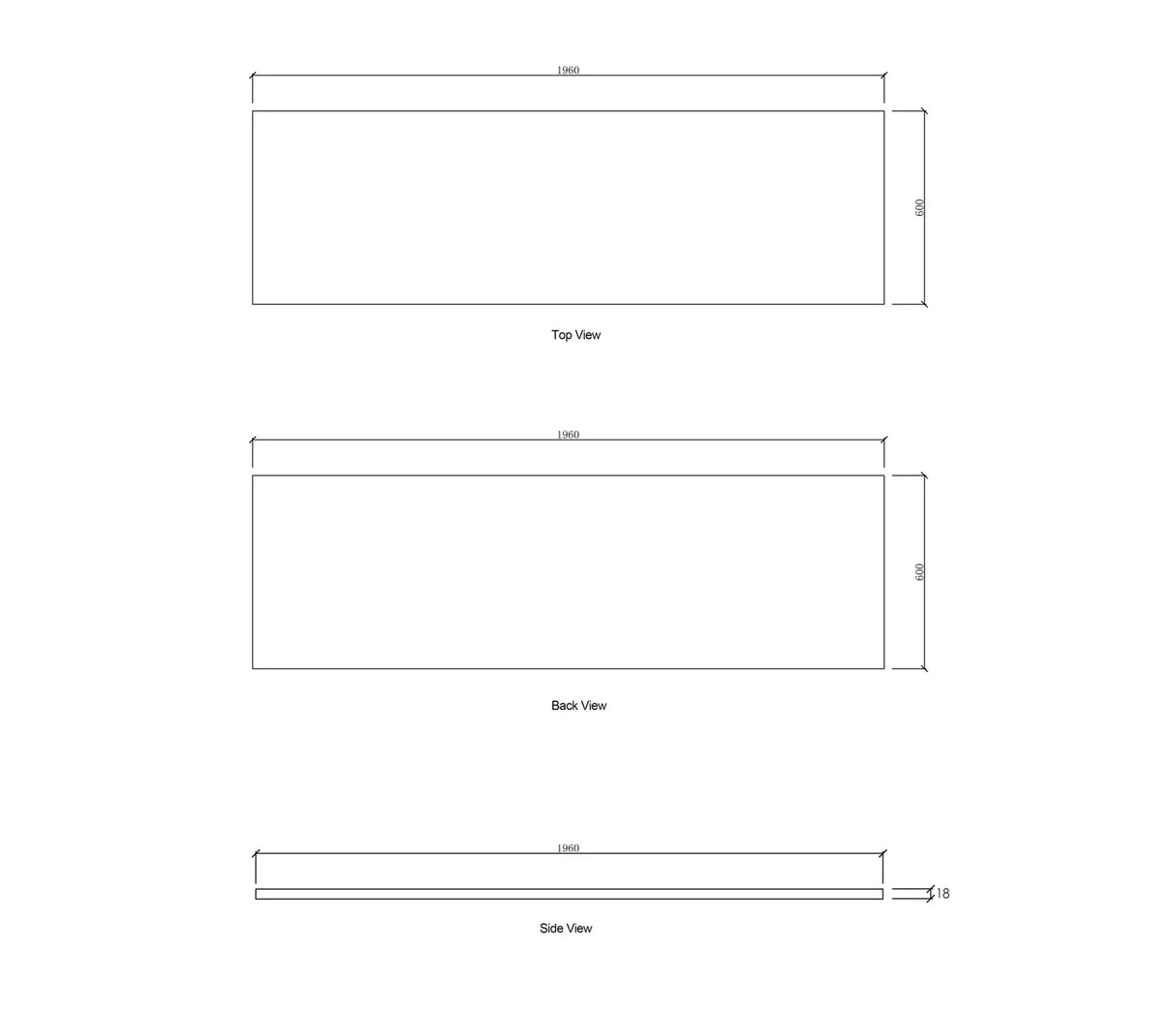 Laundry 1960mm Natural Carrara White Marble Top - No Hole drawing