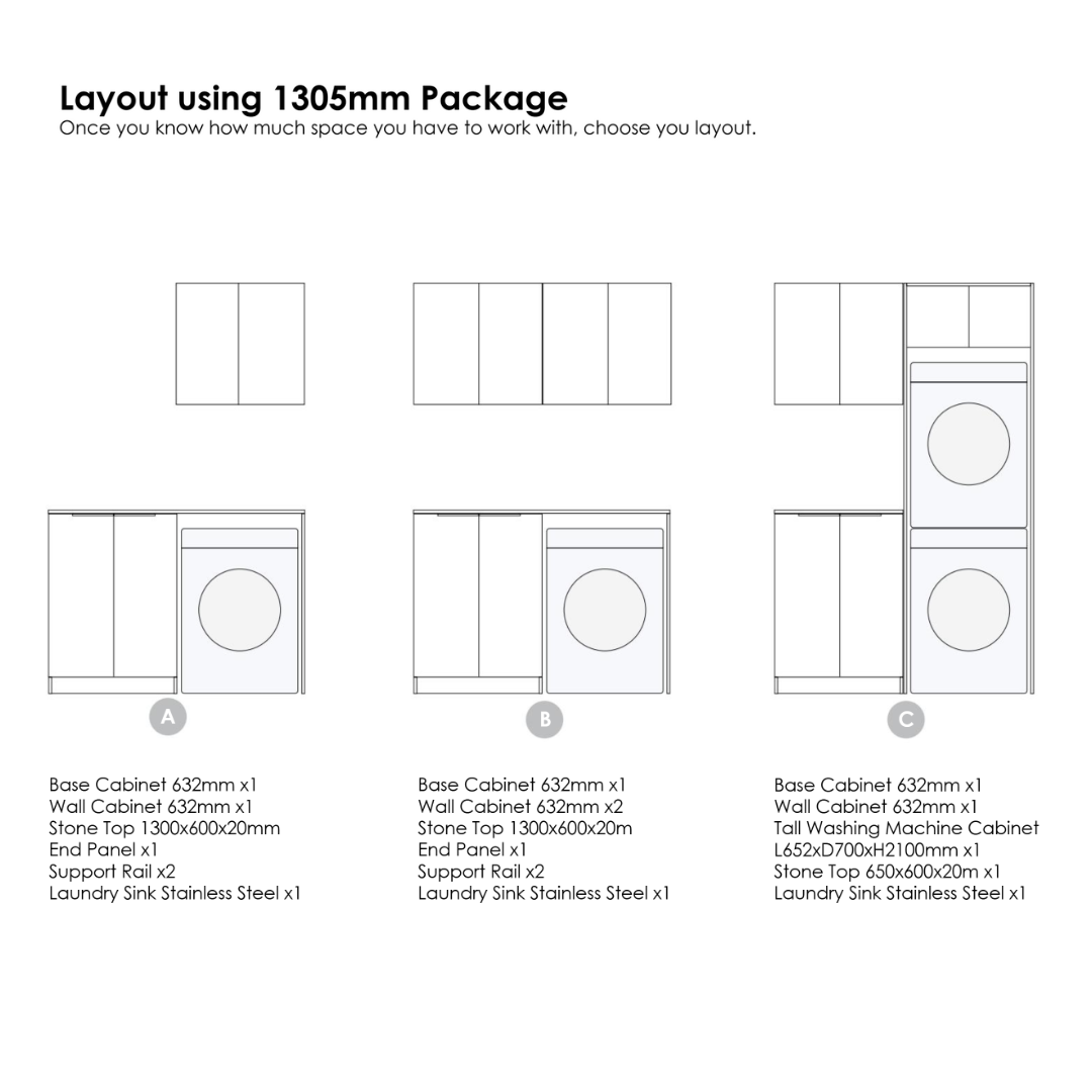 Layout using 1305 Package Laundry Kit