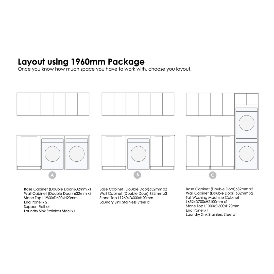 Layout using 1960mm Package Laundry Kit
