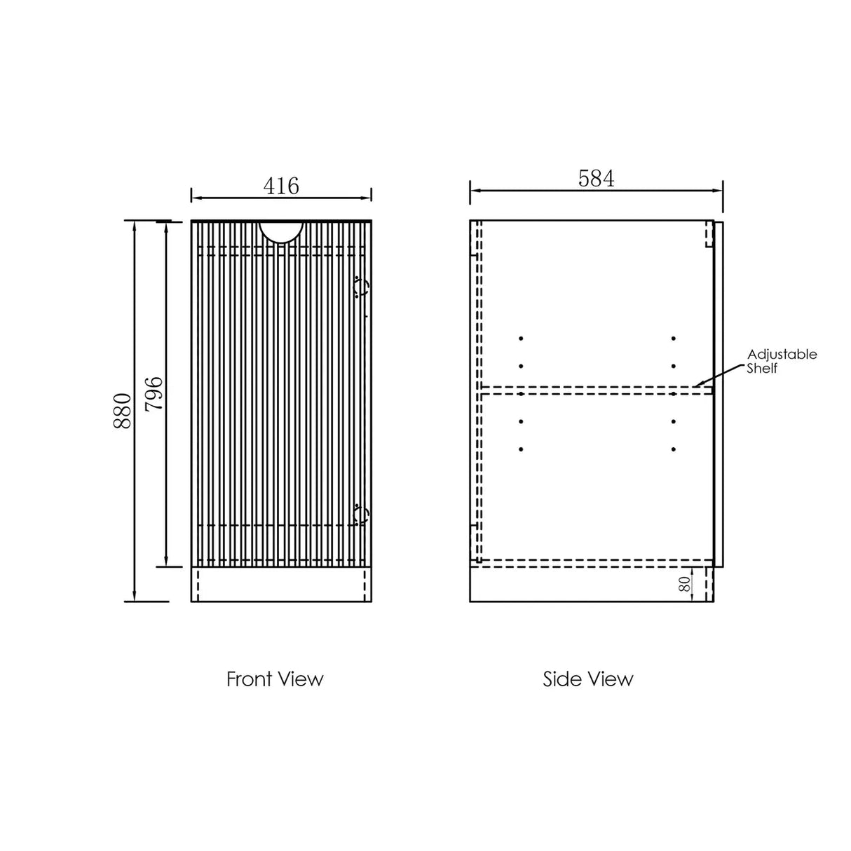 Drawing Marlo Laundry 415 Fluted Black Base Cabinet