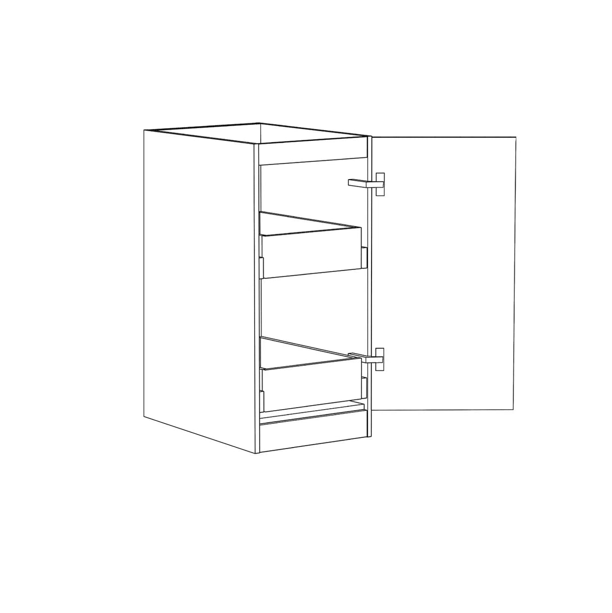 Marlo Laundry 415 Fluted Black Base Cabinet with internal Drawer drawing