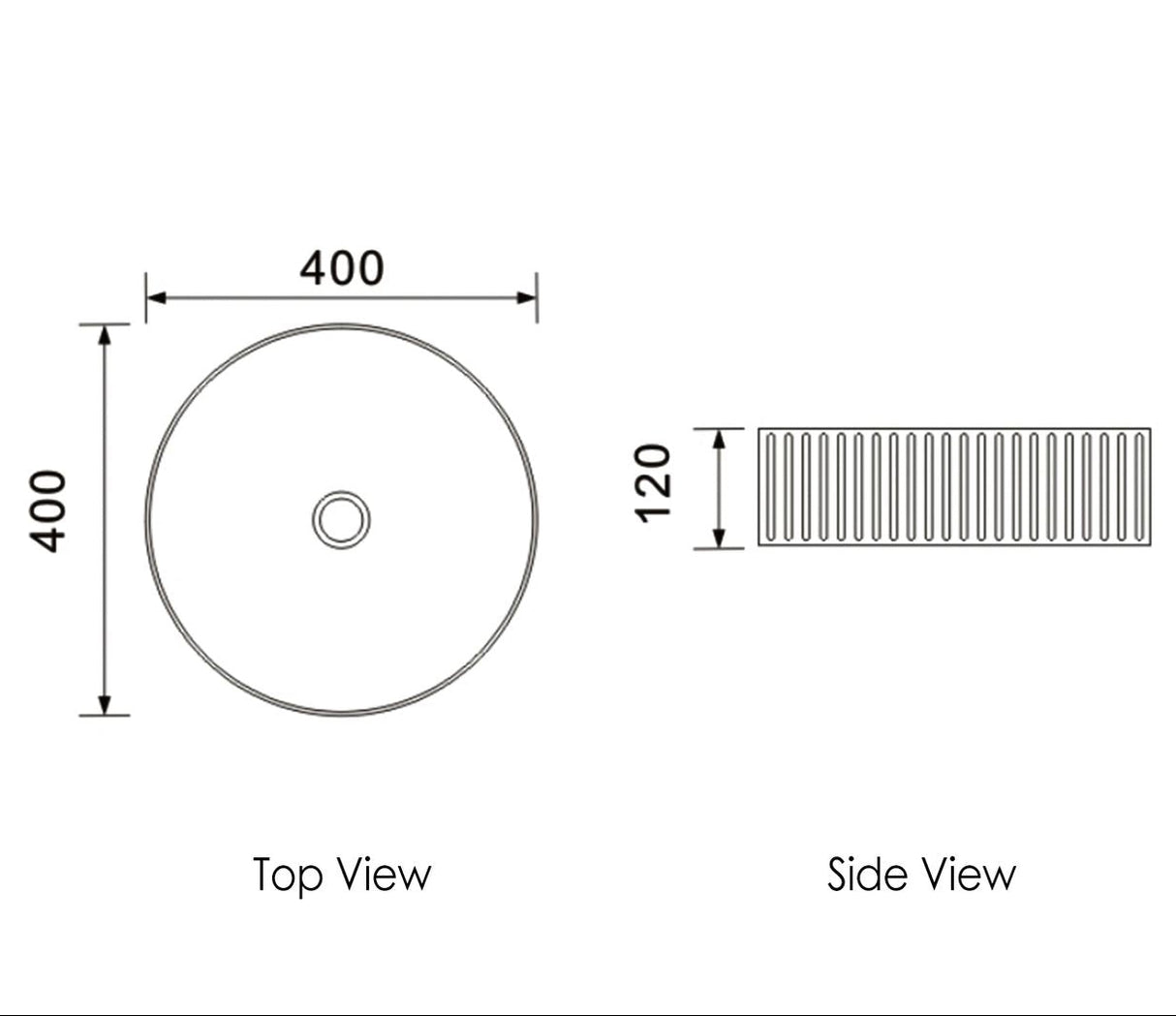 Marlo Round 400x400x125 Fluted Basin drawing