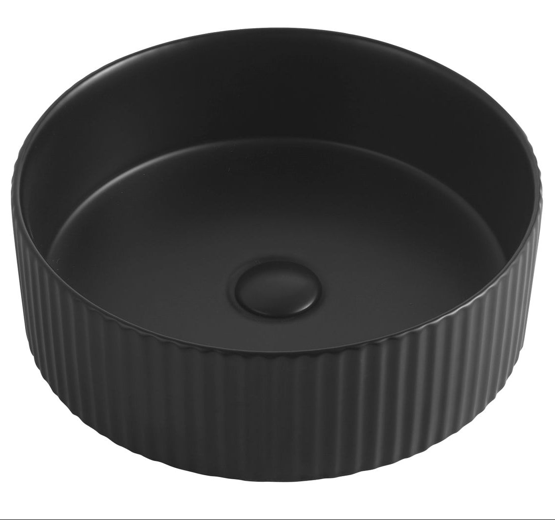 Marlo Round 400x400x125 Fluted Basin matte black