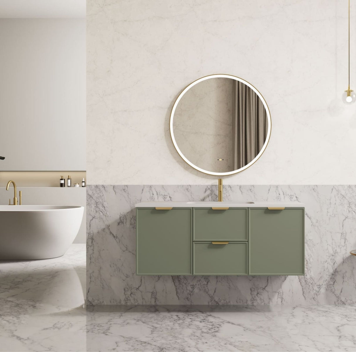 Miami 1200m Olive Green Wall Hung Vanity